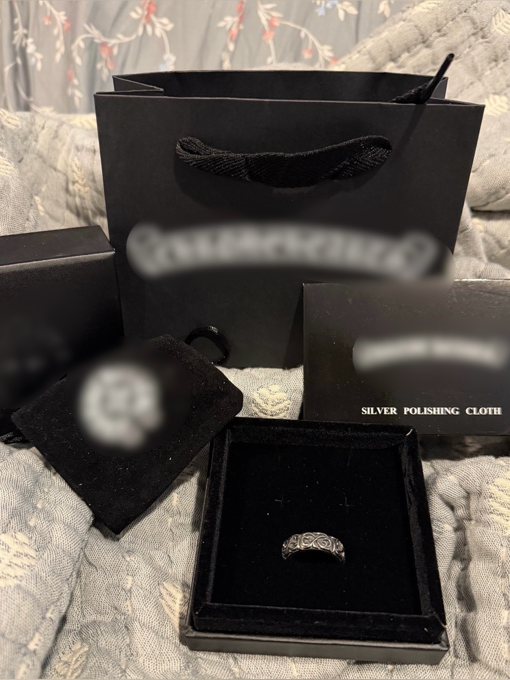 CH Silver Floral Scroll Band Size 7
